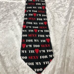 Addiction‘I’m Too Sexy for my Tie’  100% silk novelty Tie red hearts